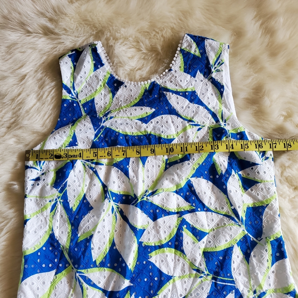 Draper James Eyelet Shift Dress in Sapphire Blue Print Size 2 NWT - Picture 11 of 13